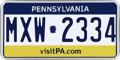 PA license plate MXW2334
