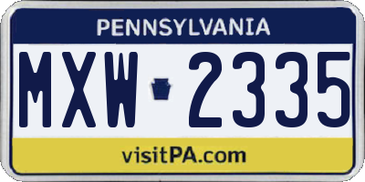 PA license plate MXW2335