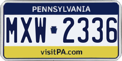 PA license plate MXW2336