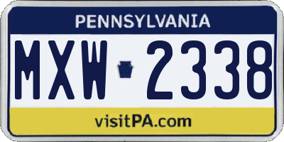 PA license plate MXW2338