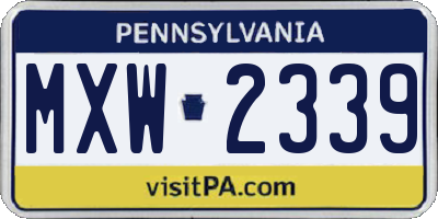 PA license plate MXW2339