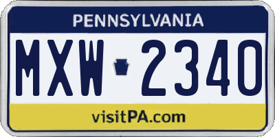 PA license plate MXW2340
