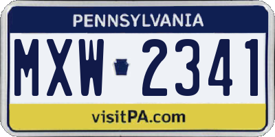 PA license plate MXW2341