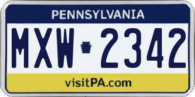 PA license plate MXW2342