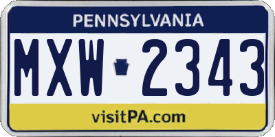 PA license plate MXW2343