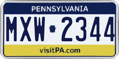 PA license plate MXW2344