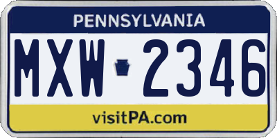 PA license plate MXW2346