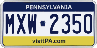 PA license plate MXW2350