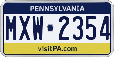 PA license plate MXW2354