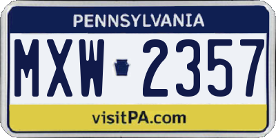PA license plate MXW2357