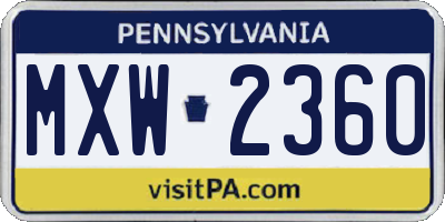 PA license plate MXW2360