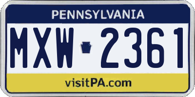 PA license plate MXW2361