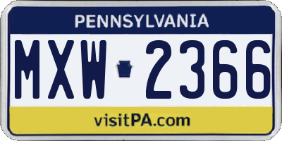 PA license plate MXW2366