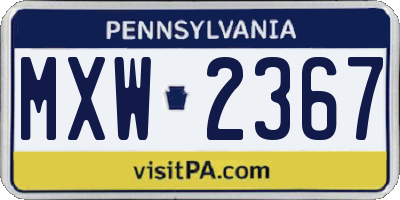 PA license plate MXW2367