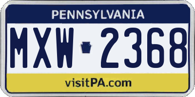 PA license plate MXW2368