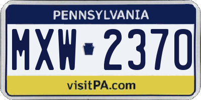 PA license plate MXW2370
