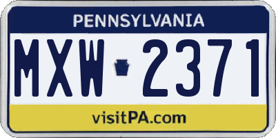 PA license plate MXW2371