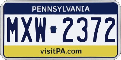 PA license plate MXW2372