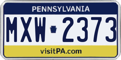 PA license plate MXW2373