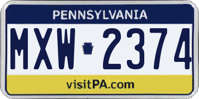 PA license plate MXW2374