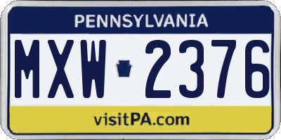 PA license plate MXW2376