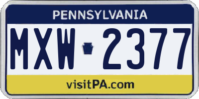 PA license plate MXW2377