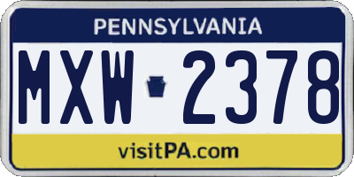 PA license plate MXW2378