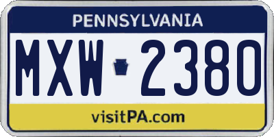 PA license plate MXW2380