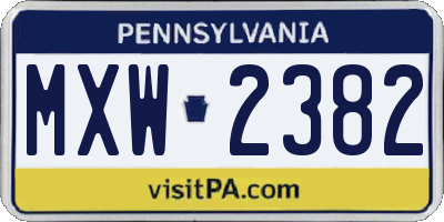 PA license plate MXW2382