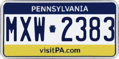 PA license plate MXW2383