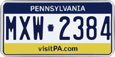PA license plate MXW2384