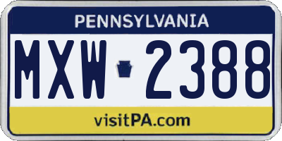 PA license plate MXW2388