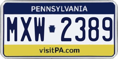 PA license plate MXW2389