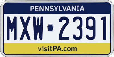PA license plate MXW2391
