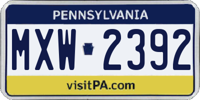 PA license plate MXW2392