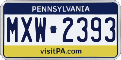 PA license plate MXW2393