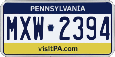 PA license plate MXW2394