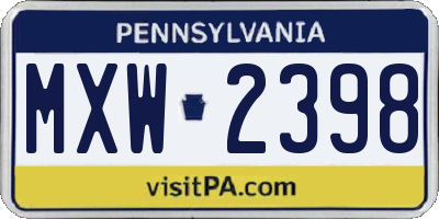PA license plate MXW2398