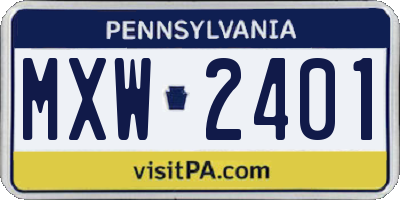 PA license plate MXW2401
