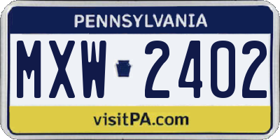 PA license plate MXW2402