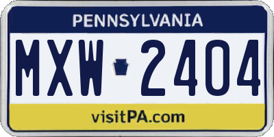PA license plate MXW2404