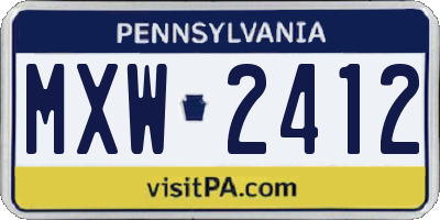 PA license plate MXW2412