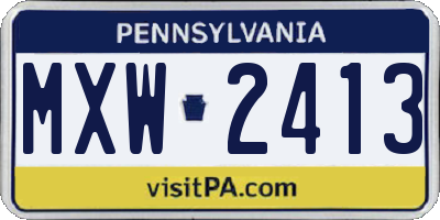 PA license plate MXW2413
