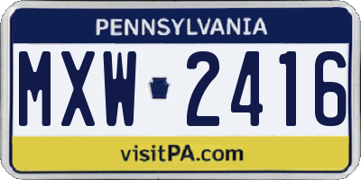 PA license plate MXW2416