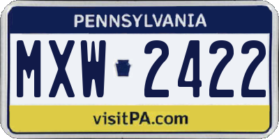 PA license plate MXW2422