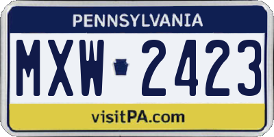 PA license plate MXW2423