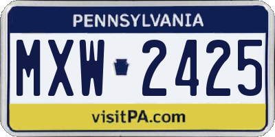PA license plate MXW2425