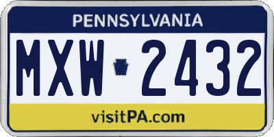 PA license plate MXW2432