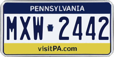 PA license plate MXW2442