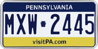 PA license plate MXW2445